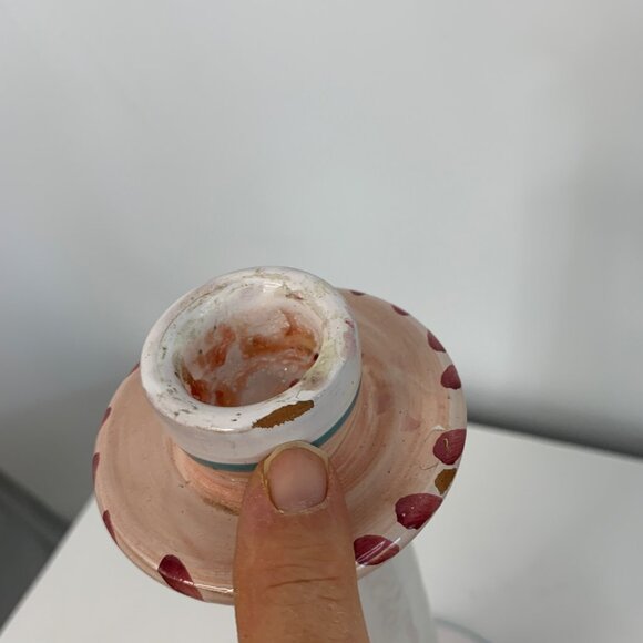 Vintage Pair Of Hand-Painted Ceramic Candlesticks Southwest 14" 7701 - Picture 10 of 15